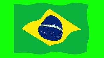 Brazil Waving Flag 2D Animation on Green Screen Background. Looping seamless animation. Motion Graphic video