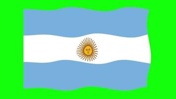 Argentina Waving Flag 2D Animation on Green Screen Background. Looping seamless animation. Motion Graphic video