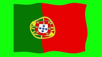 Portugal golvend vlag 2d animatie Aan groen scherm achtergrond. looping naadloos animatie. beweging grafisch video