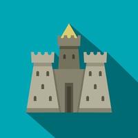Residential mansion with towers icon, flat style vector