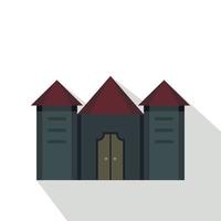 Ancient fortress icon, flat style vector