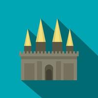 antiguo icono del palacio del castillo, estilo plano vector