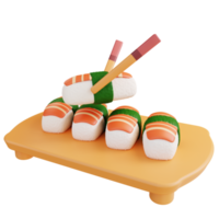 3D illustration of delicious sushi png