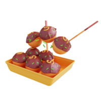 3d illustrazione giapponese takoyaki cibo png