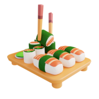 3D illustration roll sushi png