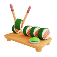 3D illustration roll sushi png