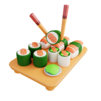 Sushi de rollo de ilustración 3d