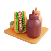 3D illustration of hotdog png