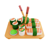 Sushi de rollo de ilustración 3d png