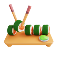 Sushi de rollo de ilustración 3d png