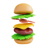 3D illustration cheese burger png