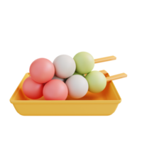 ilustração 3D mochi dango png