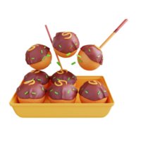 3d illustrazione giapponese takoyaki cibo png