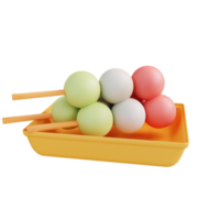 ilustração 3D mochi dango png