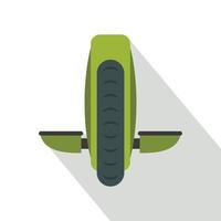 Green monowheel balance vehicle icon, flat style vector