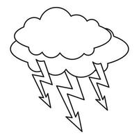 Cloud lightning icon, outline style vector