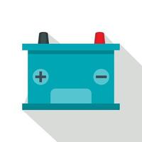 Blue battery car icon, flat style vector