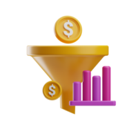 digital marketing, funnel illustration 3d png