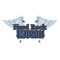 Hard rock music icon, cartoon style vector