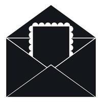 Envelope with card icon, simple style vector