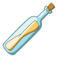 Message in a bottle icon, cartoon style vector