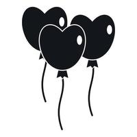 Three balloons in the shape of heart icon vector