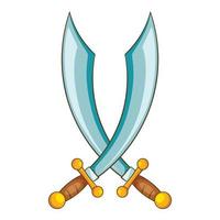 Crossed pirate sabers icon, cartoon style vector