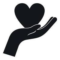 Hand holding heart icon, simple style vector