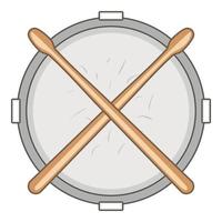 Drum and drumsticks icon, cartoon style vector
