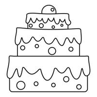 Celebratory cake icon, outline style vector