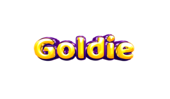 etiqueta engomada del nombre de las niñas coloridas fiesta globo cumpleaños helio aire llamativas amarillas moradas separar goldie png