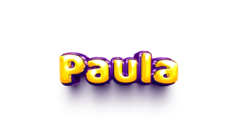 names of girls English helium balloon shiny celebration sticker 3d inflated Paula png