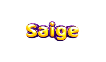 girls name sticker colorful party balloon birthday helium air shiny yellow purple cutout Saige png