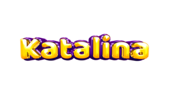 girls name sticker colorful party balloon birthday helium air shiny yellow purple cutout Katalina png