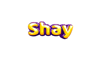 girls name sticker colorful party balloon birthday helium air shiny yellow purple cutout Shay png