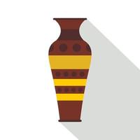 Egyptian pottery vessel icon, flat style vector