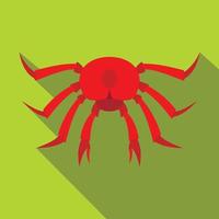 Red crab icon, flat style vector