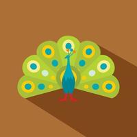 colorido icono de pavo real, estilo plano vector