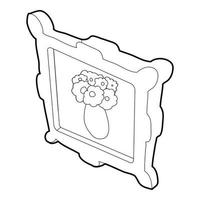Picture with flowers in a vase icon vector