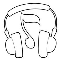 Earphones icon, outline style vector
