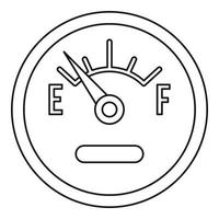 Fuel gauge showing empty icon, outline style vector