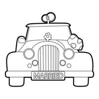 icono de coche de boda, estilo de contorno vector