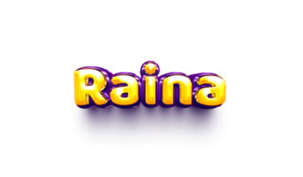 names of girls English helium balloon shiny celebration sticker 3d inflated Raina png