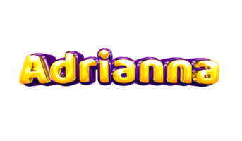 etiqueta engomada del nombre de las niñas coloridas fiesta globo cumpleaños helio aire llamativas amarillas moradas separar adrianna png