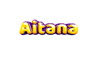 girls name sticker colorful party balloon birthday helium air shiny yellow purple cutout Aitana png