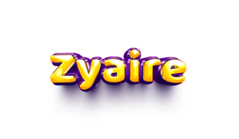 names of boys English helium balloon shiny celebration sticker 3d inflated Zyaire Zyaire Zyaire png