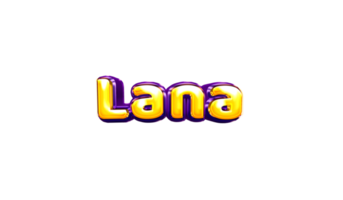 girls name sticker colorful party balloon birthday helium air shiny yellow purple cutout Lana png