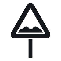 Uneven triangular road sign icon, simple style vector