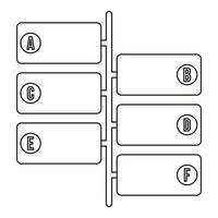 bloques infográficos en el icono de poste indicador, estilo de esquema vector