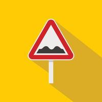 Bumpy road sign icon, flat style vector